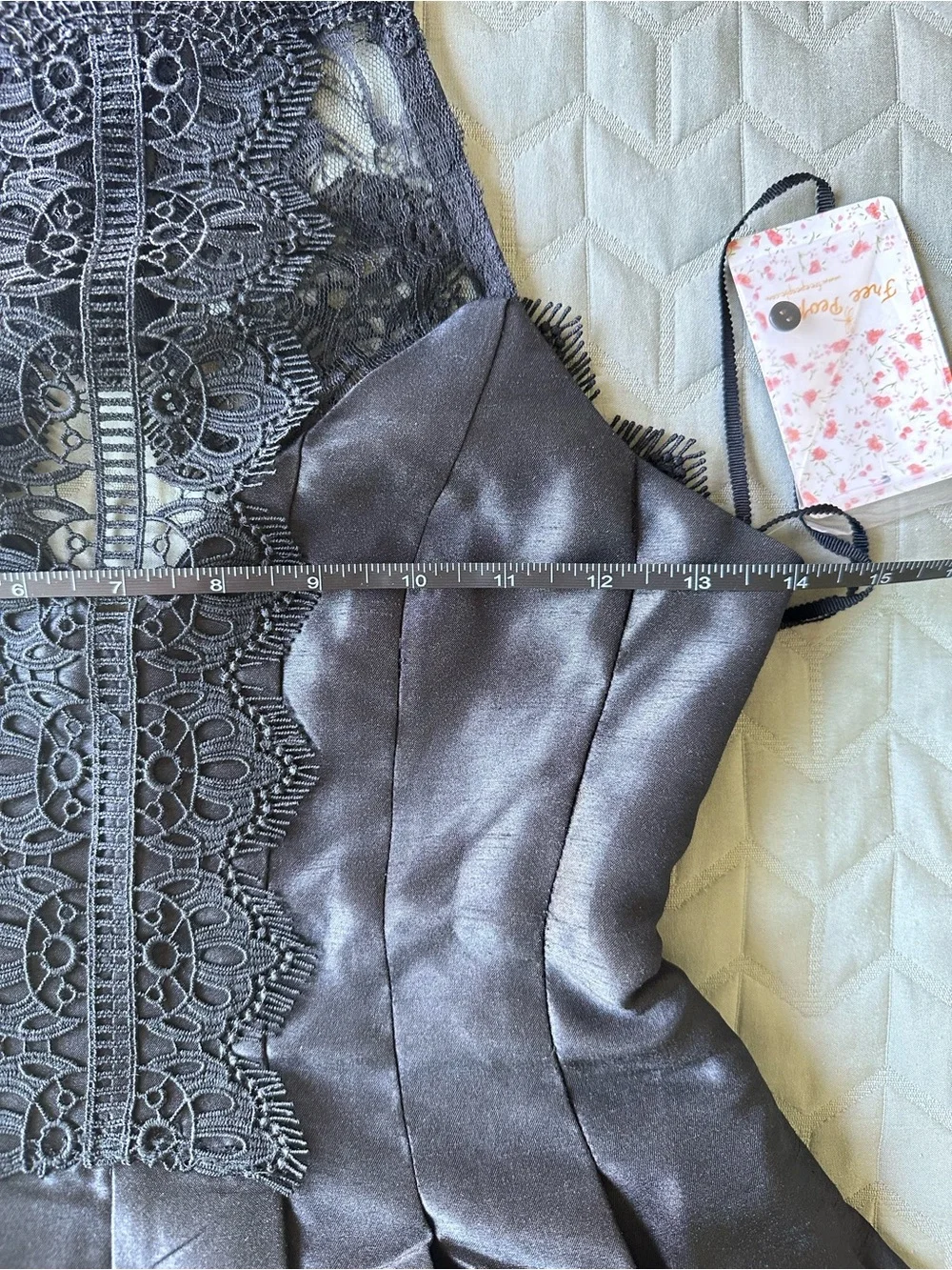 Free People Black Lace-Back Satin Romper